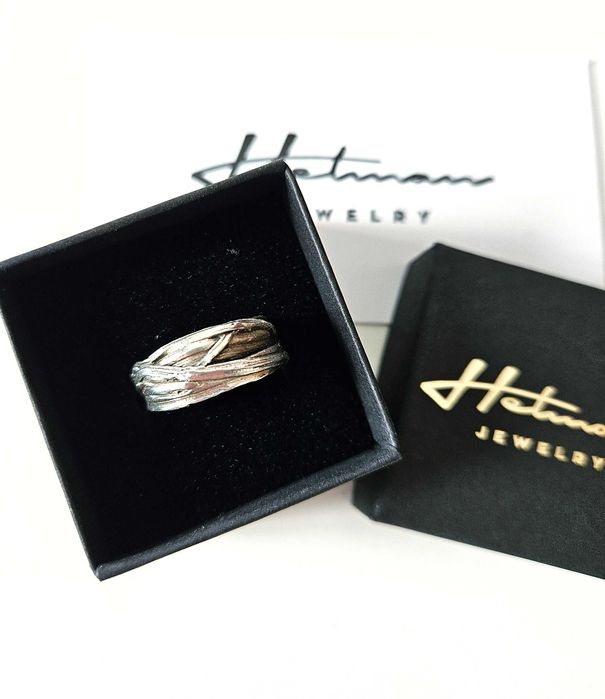 Hetman Jewlery Pierścionek Obrączka Oksydowana Srebro, Gwarancja