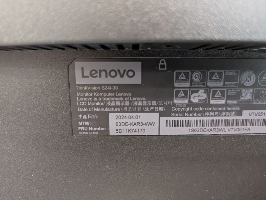 Монітор Lenovo ThinkVision S24i-30 (63DEKAT3EU)