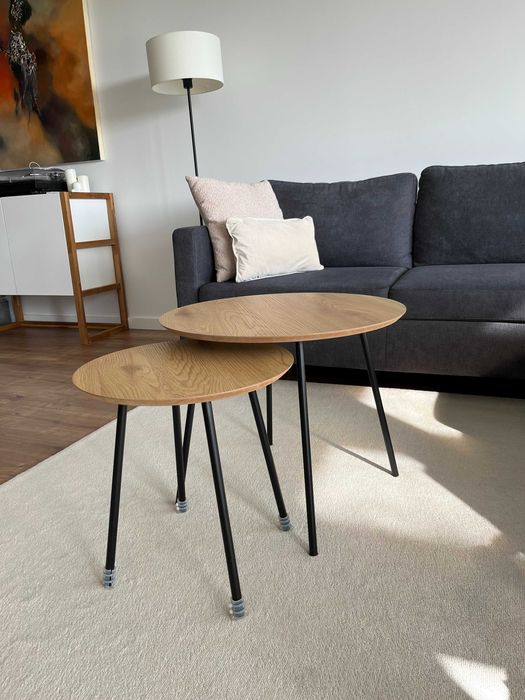 Conjunto de mesas de apoio de madeira Jysk