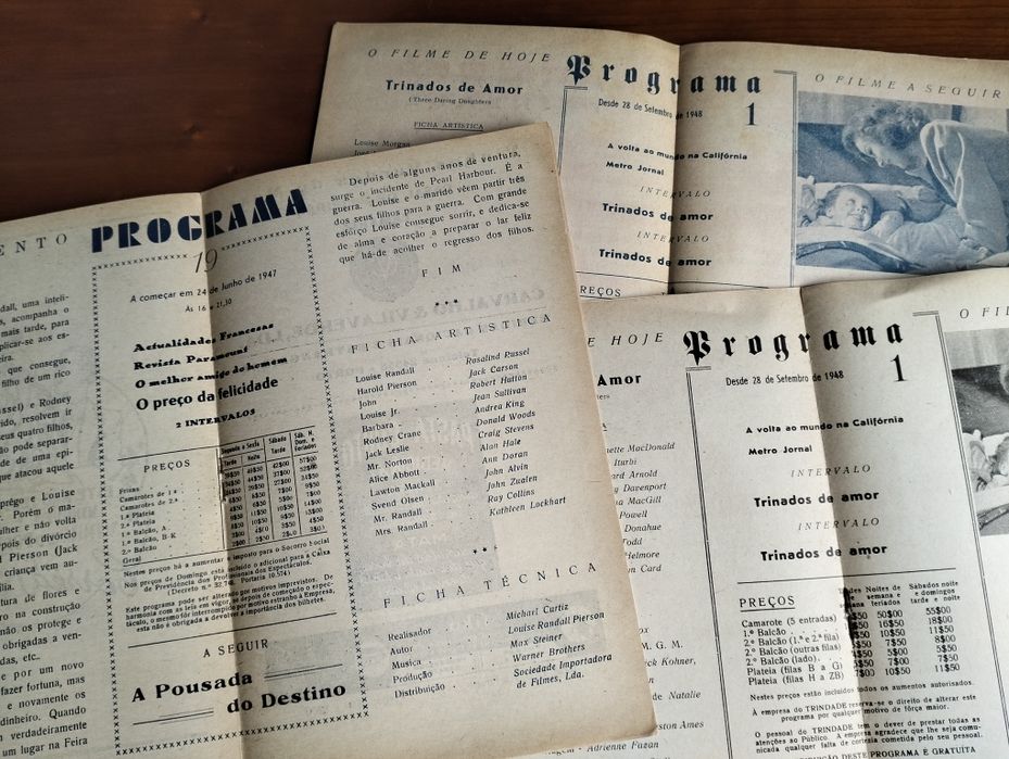 Antigos programas Cinema Rivoli e Trindade