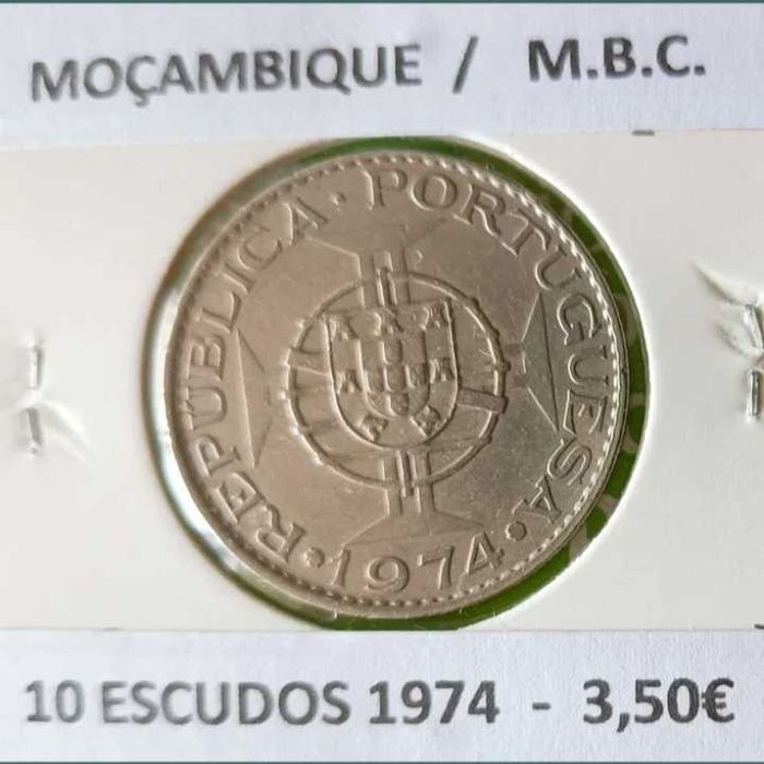 3 Moedas Portuguesas 10 Escudos Níquel da  Ex Colónia Moçambique