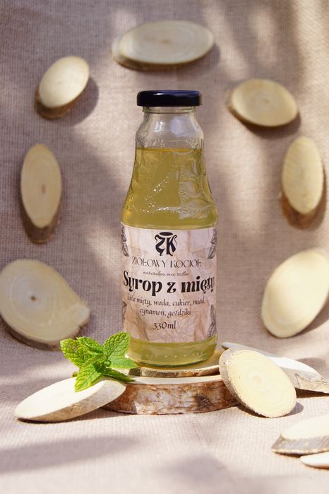 syrop z mięty, 330 ml, naturalny, domowy, bez dodatków