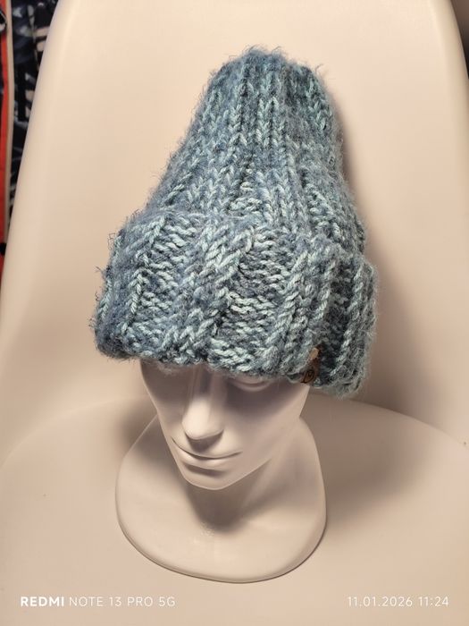 Czapka miętowa handmade