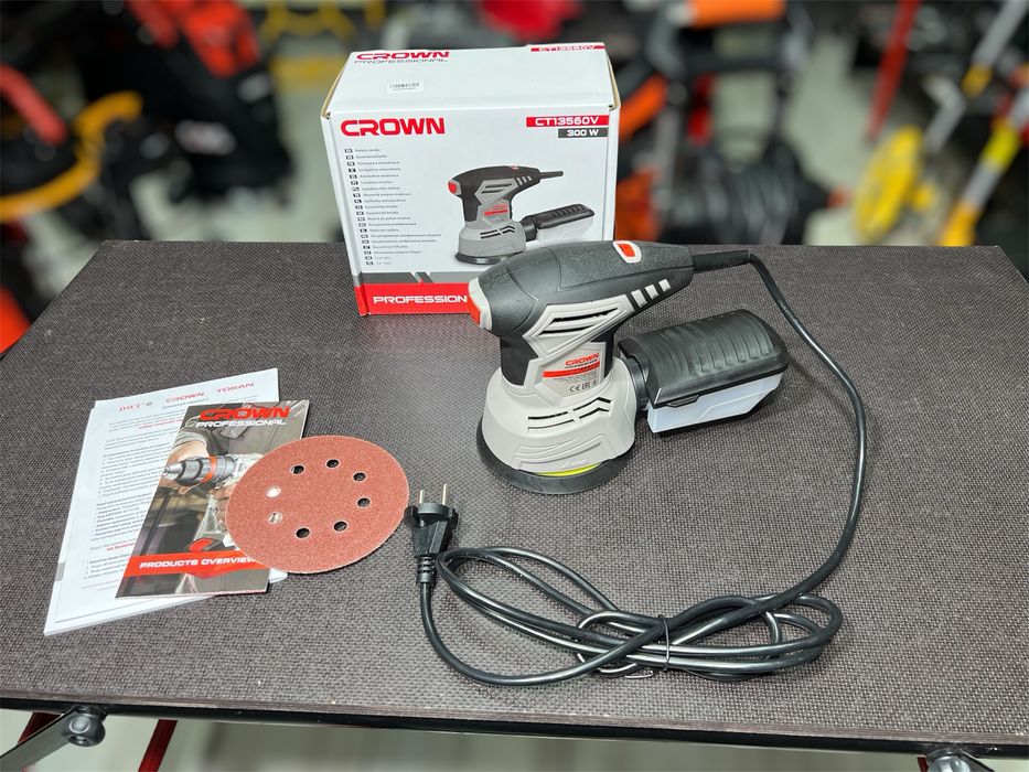 Экцентриковая шлифмашина CROWN CT13560V с регулировкой скорости 300 Вт