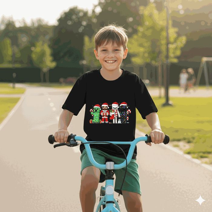 Koszulka dziecięca czarna świąteczne minecraft prezent święta 128