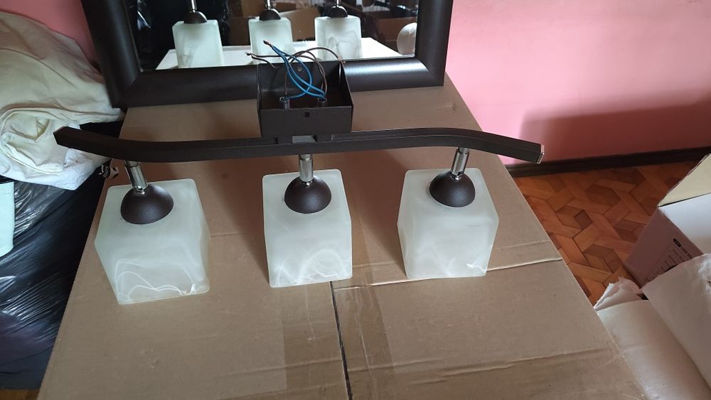 Lampa wisząca sufitowa plafon szkło 3x