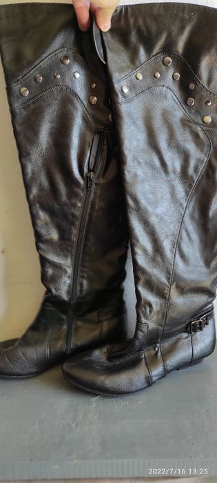 Кожаные сапоги осень-весна