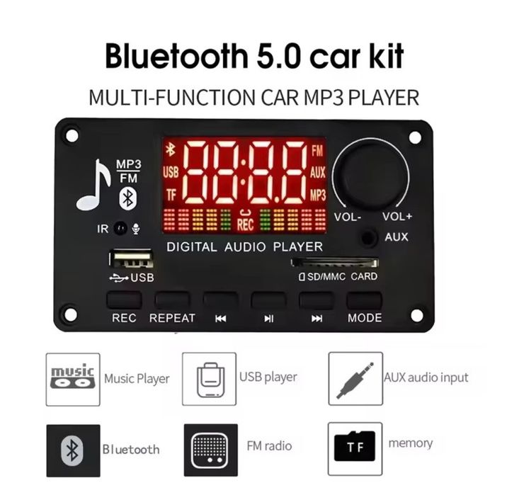 Bluetooth MP3 модуль-декодер JQ-D009BT-A1.0 з підсилювачем 2×40 Вт (80 Вт) DC 5V-26V