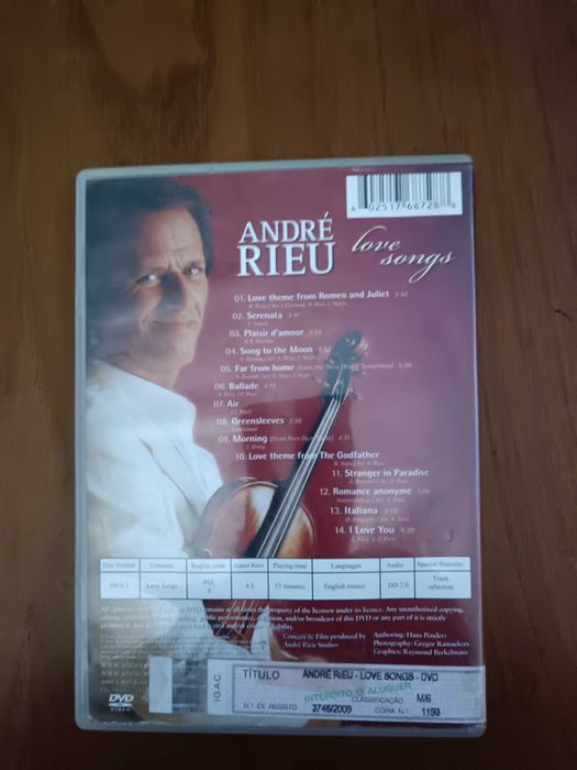 dvd musical original - andre rieu - love songs