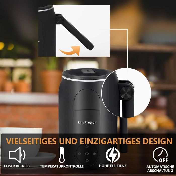 Elektryczny spieniacz do mleka Cappuccino 4 w 1 cichy  czarny