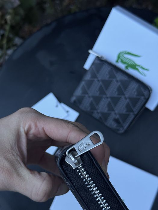 Гаманець Lacoste чоловічий шкіряний кошелек монетница Лакост чорний