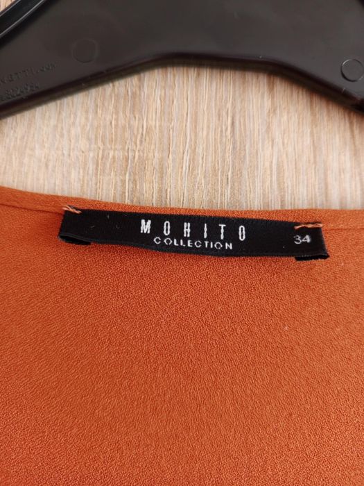 Jesienna wiskozowa bluzka boho mohito z wiązaniem ruda koszula top