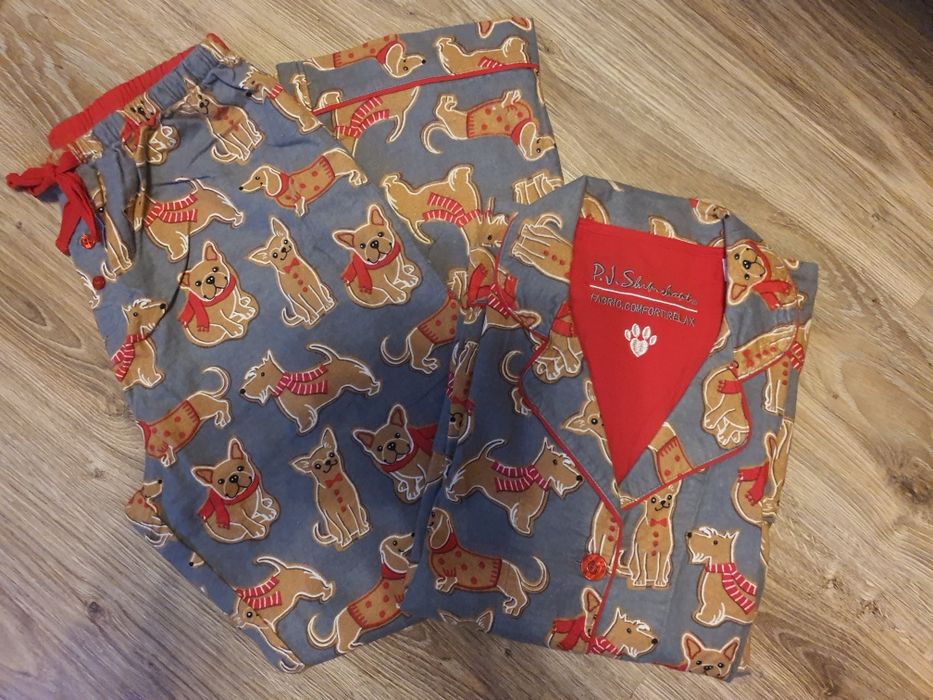 Odzież nocna, piżama damska pieski 100% bawełna