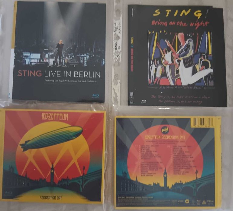SEIS  discos Blue Ray dois de Sting e um duplo de Led Zeppelin um do George Harrison e um dos U2