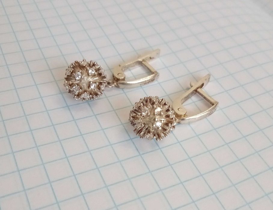 Сережки з каменями, Срібло 925 проба, вага 5,2 г