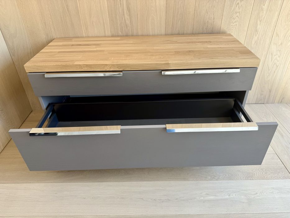 Szafka łazienkowa DELPHA 120 cm z dębowym blatem i szufladami