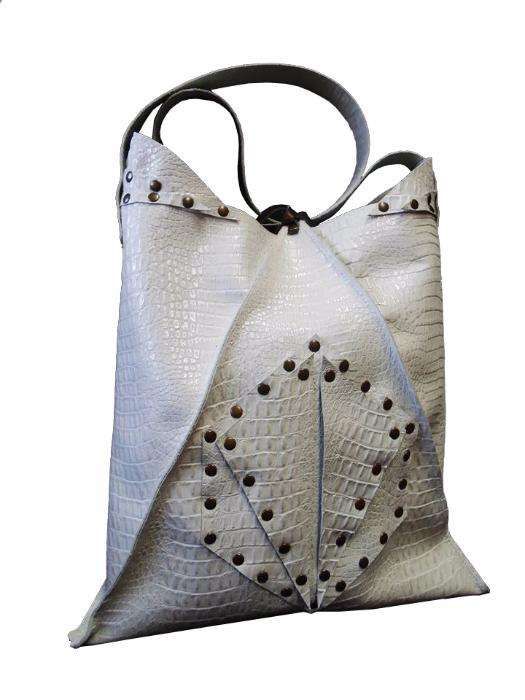 Mala de Senhora / Mala em pele / Croco Branco [NOVA]