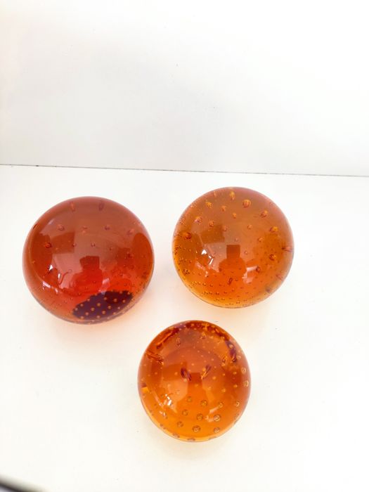 Pisa papéis (conjunto de 2) em cristal âmbar art deco Vintage