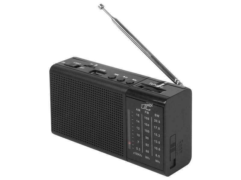 Radio przenośne LTC REGA USB/SD/AUX mini latarka LED akumuator BL-5C czarne