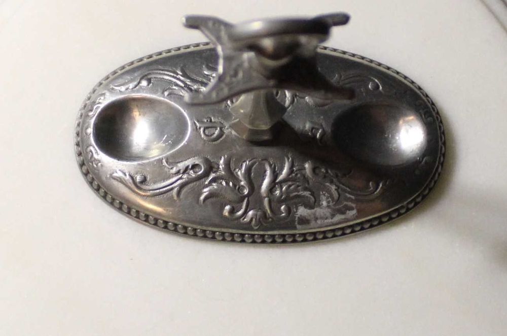 Descanso para cachimbo de tabaco em Estanho puro, Art Nouveau, anos40