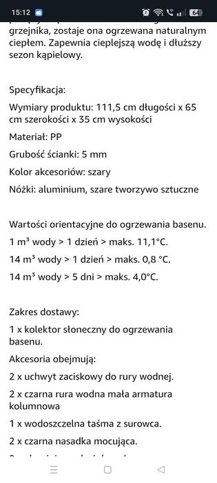 Panel grzewczy do basenu/ jacuzzi
