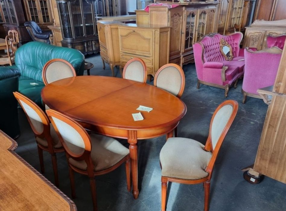 stół owalny drewniany 6 krzeseł