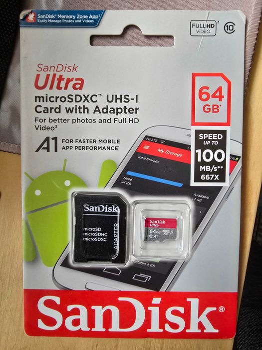 Karta pamięci z adapterem SanDisk Ultra microSDXC UHS-I 100 Mb/s 64GB