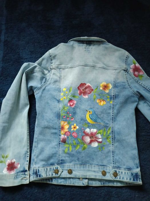 Kurtka jeansowa ręcznie malowana