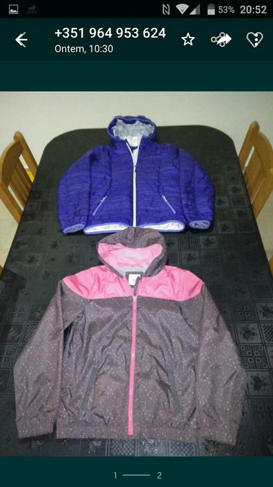 Blusão (Decathlon) e Corta Vento (El Corte Inglês) p/Menina 11/14 Anos