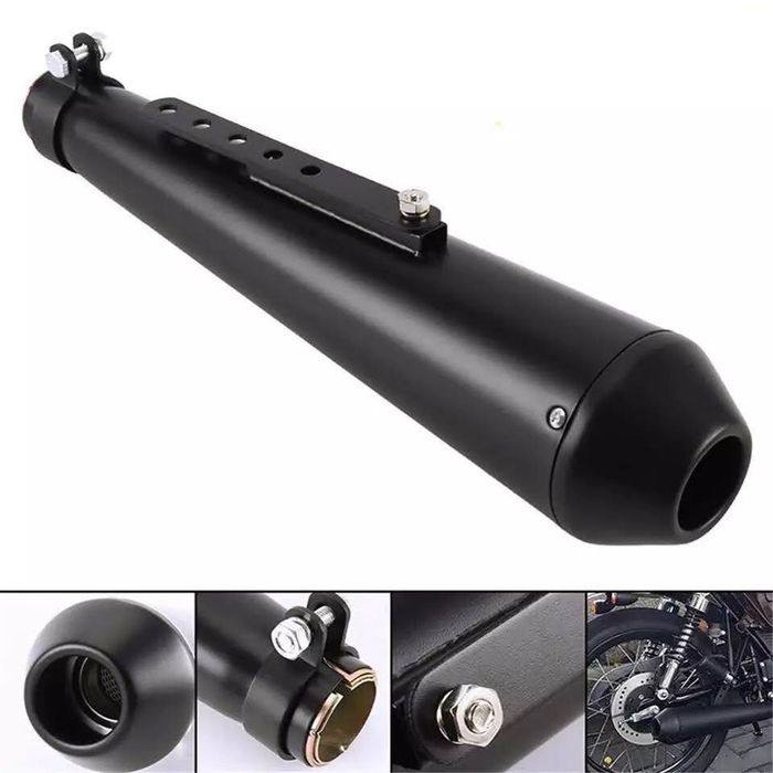 Ponteira de escape corneta cromado ou preto cafe racer
