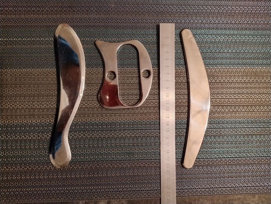 Шкребки гуаша / блейди для масажу

Опис:
Продаю 3 скребки для міофасці