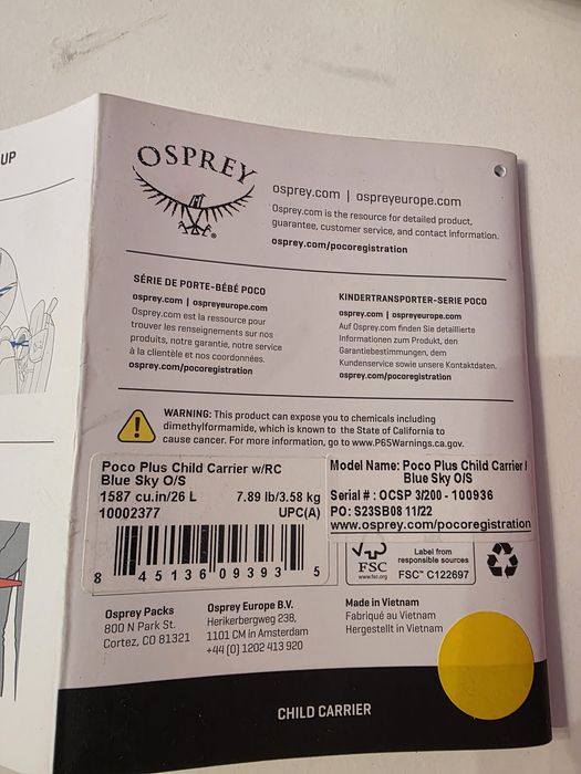 Nosidełko unisex Osprey Poco Plus - Blue Sky