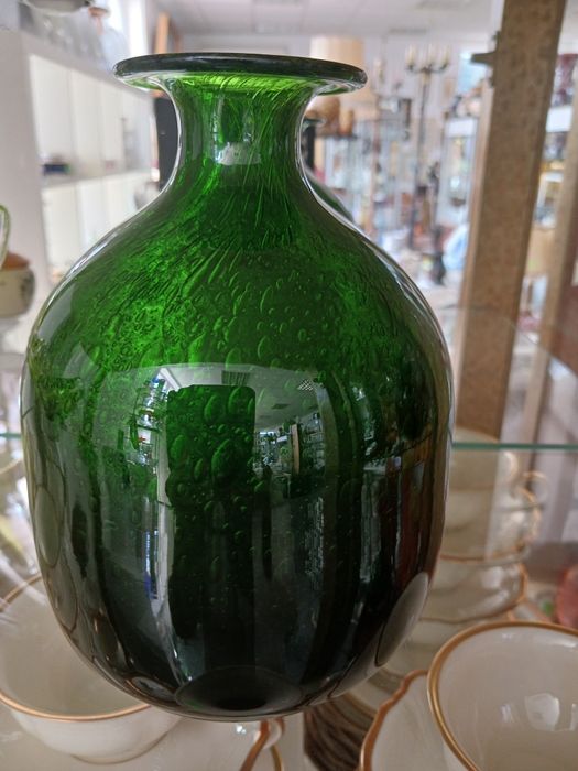 Zbigniew Horbowy wazon butla szklo antico zielony