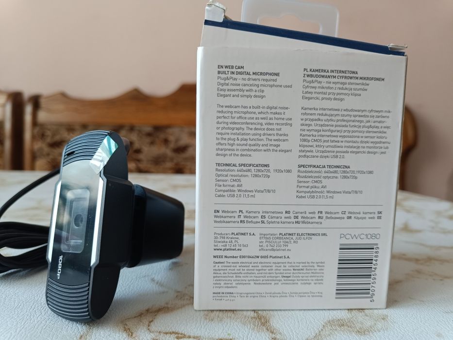 Нова Вебкамера PLATINET 1080P PCWC1080  чорна