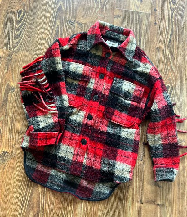 Koszulowa kurtka w kratę Stradivarius r. S