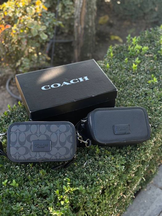 Сумка Coach кросбоди через плечо барсетка Коач мужская Коуч кожаная