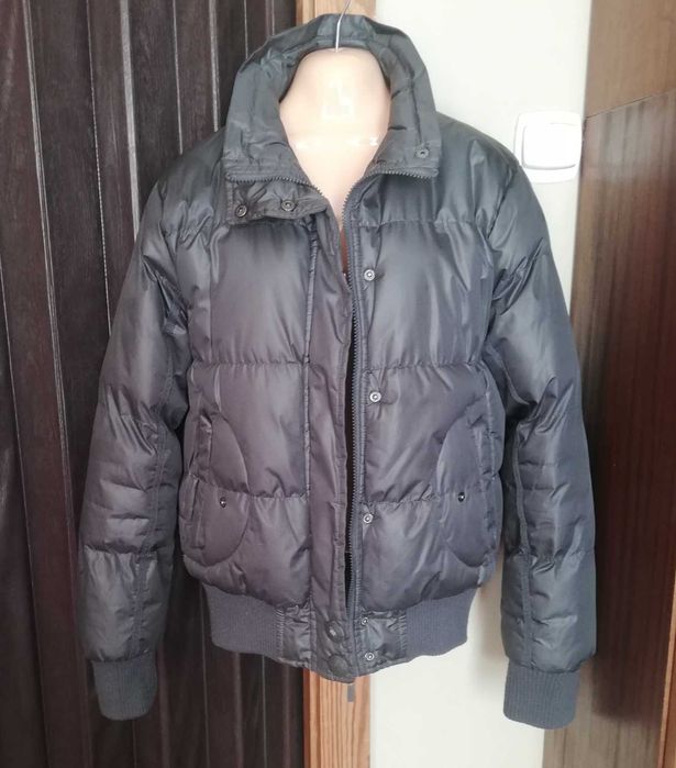 Kurtka damska puchowa pikowana ciepła popielata S/M bomberka ściągacze