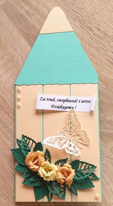 WYPRZEDAŻ kartki Dzień Nauczyciela RĘKODZIEŁO quilling