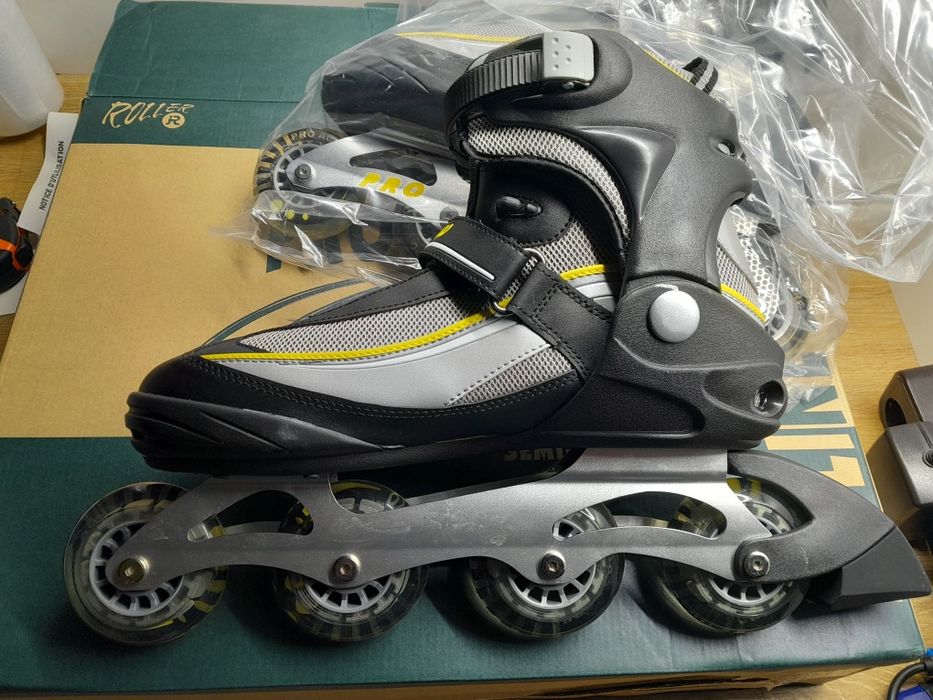 Rolki pro acro rozmiar 45 abec-5 szaro żółte dł. wkładki 29,5cm