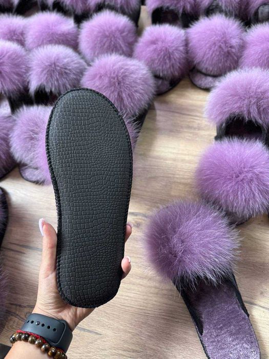 Тапки тапочки капці з хутром паркетні паркетки с пушком песцом с мехом