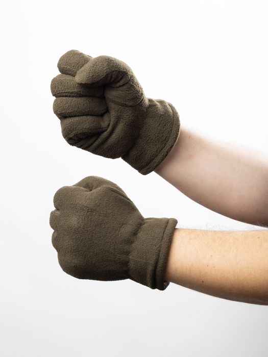 Флісові рукавиці перчатки 2-шарові Олива Піесель Чорні