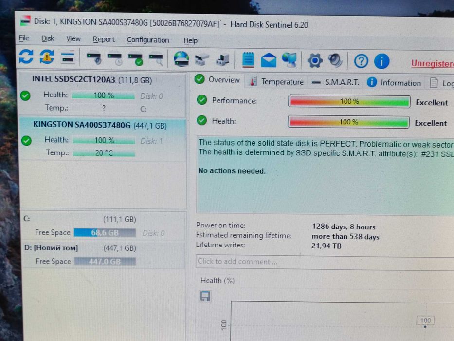 SSD диск ССД Kingston A400 480GB 100% здоровя надійний та якісний ССД!