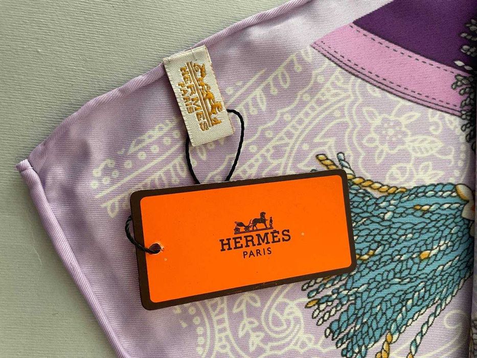 Хустка фіолетова Весняна Silk Hermes 90см