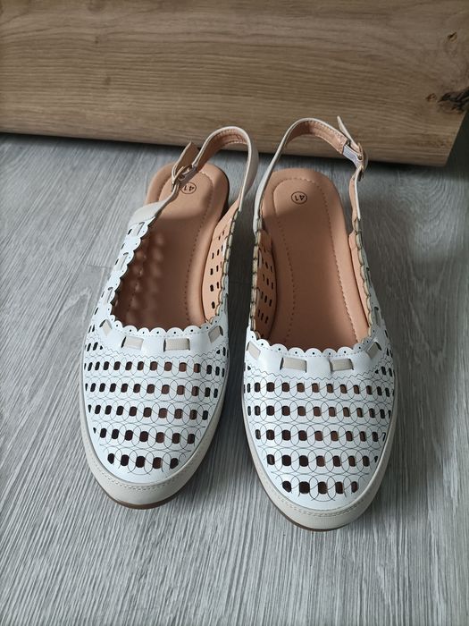 Nowe ażurowe sandały buty na niskim obcasie damskie 40 25,5 cm na codz