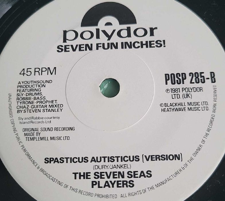 Ian Dvry -Spasticus Autisticus ,singiel z roku 1981 ,stan bardzo dobry