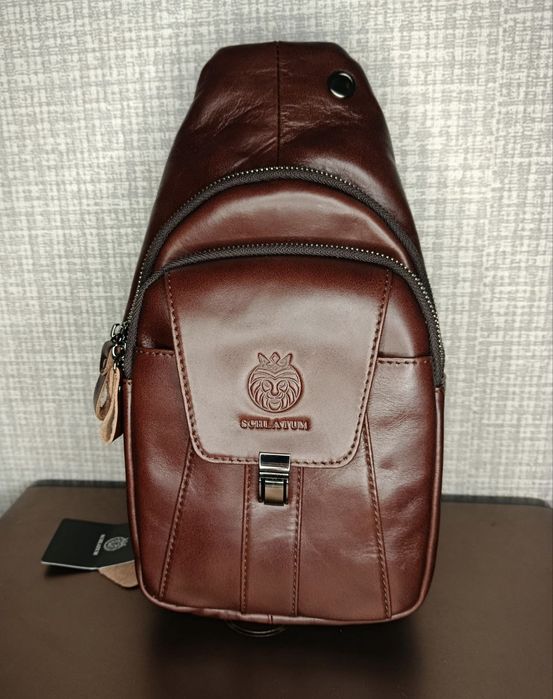 Сумка слінг, чоловіча, шкіряна, кожана.