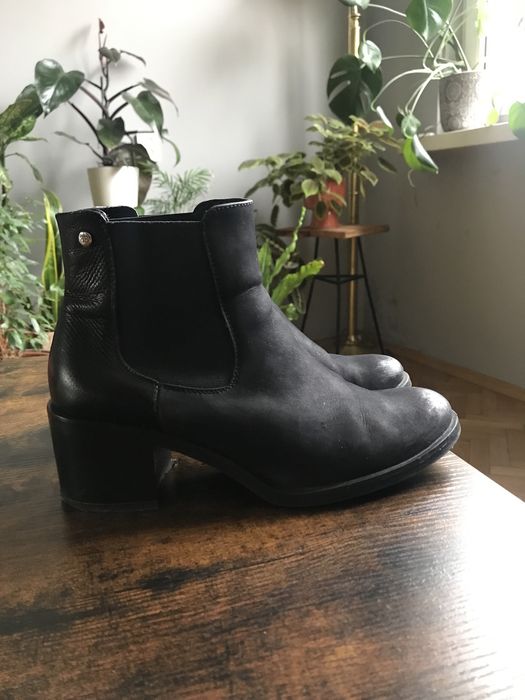 Botki Badura czarne skóra 100% zamsz croco 38