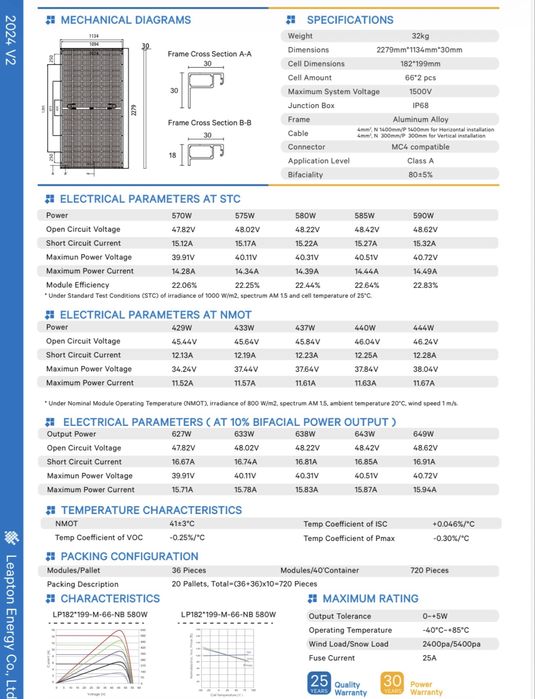 Сонячні панелі Leapton Solar 590W BIFACIAL