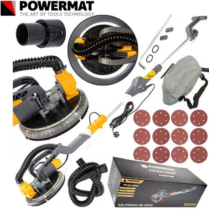 POWERMAT Szlifierka Do Gipsu Gładzi Tynków 1500w Żyrafa Led PM0798