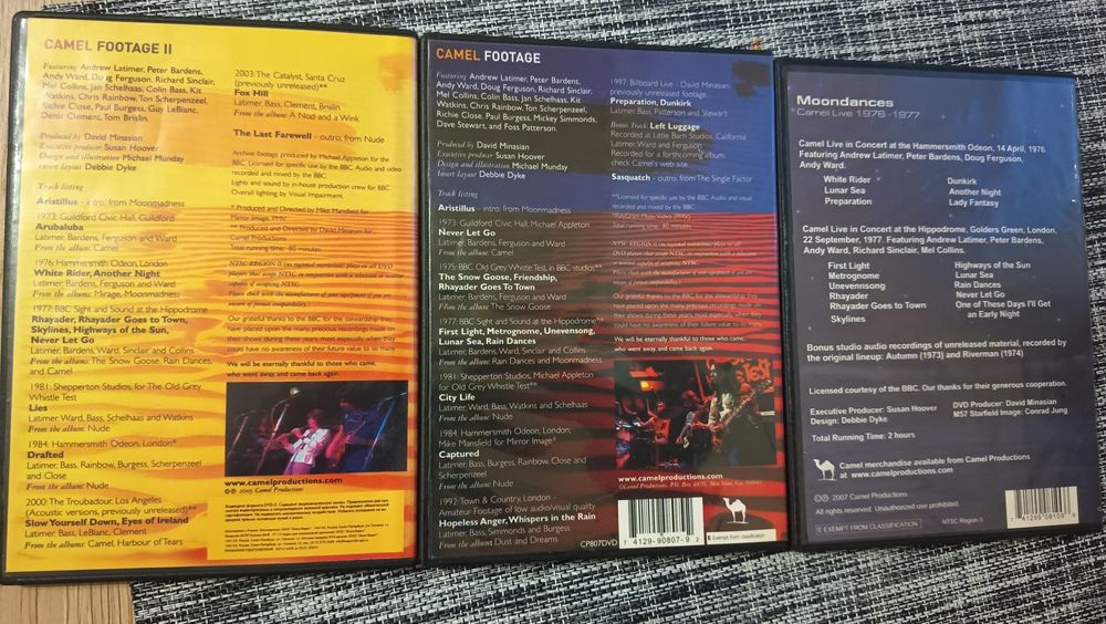 Sprzedam kolekcję 3 dvd,koncerty zespołu Camel.
